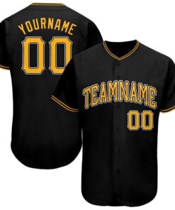 Custom Black Gold-White Baseball Jersey Suit for daily life, Fabric: 95% polyester and 5% spandex, Regular fit, Stitch Color: automatically matched based on patterns